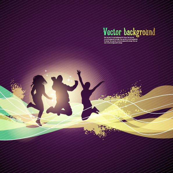 free vector Dynamic trend of the flow line silhouette figures 01 vector